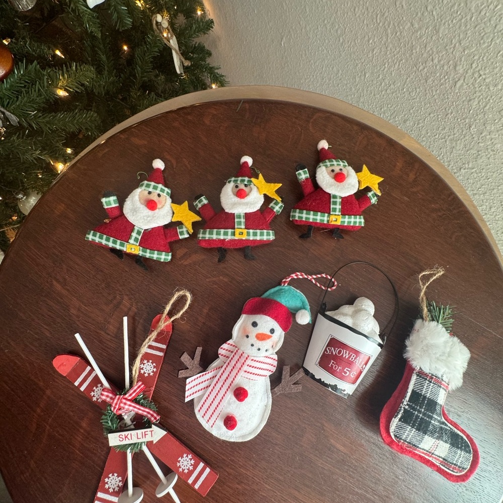 Festive Snowman and Santa Ornaments Set